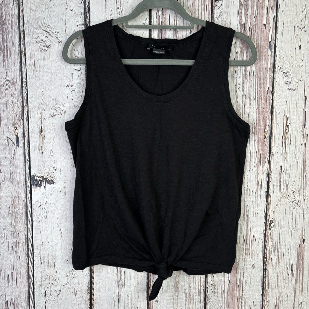 Sanctuary Black Sleeveless Tie-Front Tank‎ Top Size Medium Cotton & Rayon